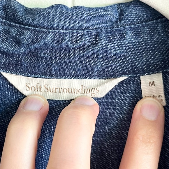 Soft Surroundings Oversized Denim Tencel Button Down Dolman Sleeve Top S… - Picture 8 of 9